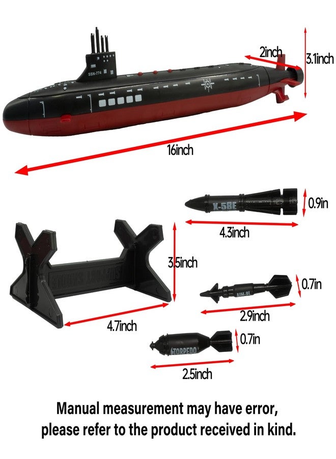 OTONOPI Toy Submarine Military Toy Naval Ship with Launching Function Model Ship with Sound Effects Army Toy War Ship Play Set for Kids 16.5 Inches Boat with Display Stand - Image 5